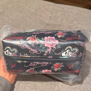 Ed Hardy Black Pouch with Pink Rose and Skull Motifs 2+1 free (bundle)